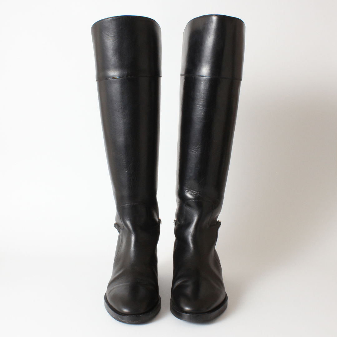 JIMMY CHOO(ジミーチュウ)の✨極美品✨ ジミーチュウ ロングブーツ チェーン レザー EU37 24cm相当 レディースの靴/シューズ(ブーツ)の商品写真