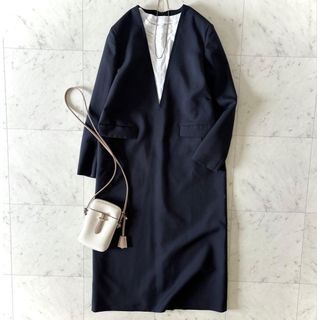 UNTITLED - 美品 アンタイトル 深Vネック サックワンピース　ブラック セレモニー 黒 M