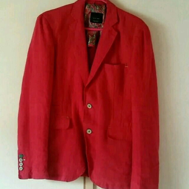 ZARA(ザラ)のzara ジャケット　赤　M　メンズ メンズのジャケット/アウター(テーラードジャケット)の商品写真