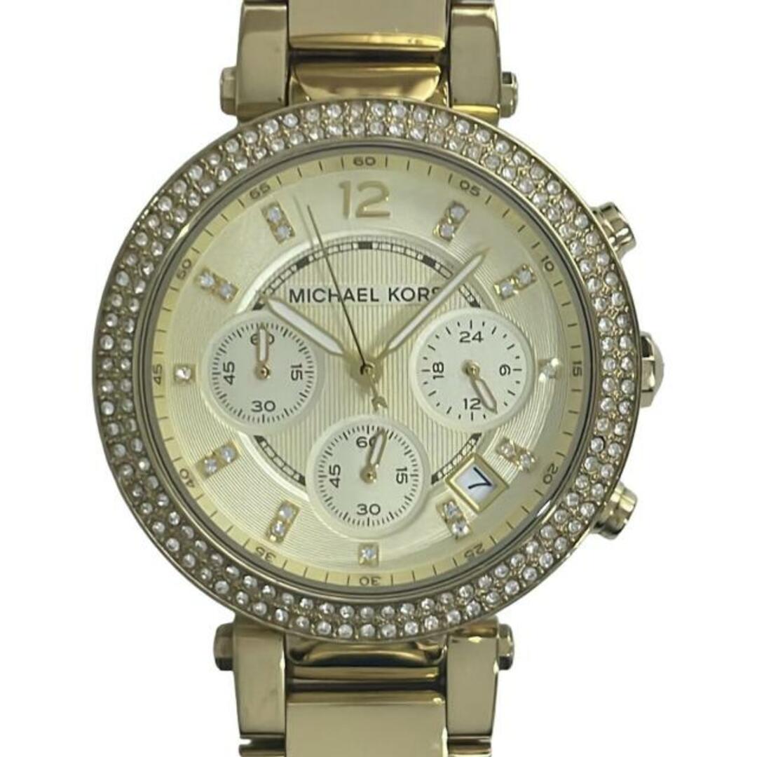 MICHAEL KORS(マイケルコース)のMICHAEL KORS(マイケルコース) 腕時計美品  - MK-5354 レディース クロノグラフ/ラインストーンベゼル アイボリー レディースのファッション小物(腕時計)の商品写真