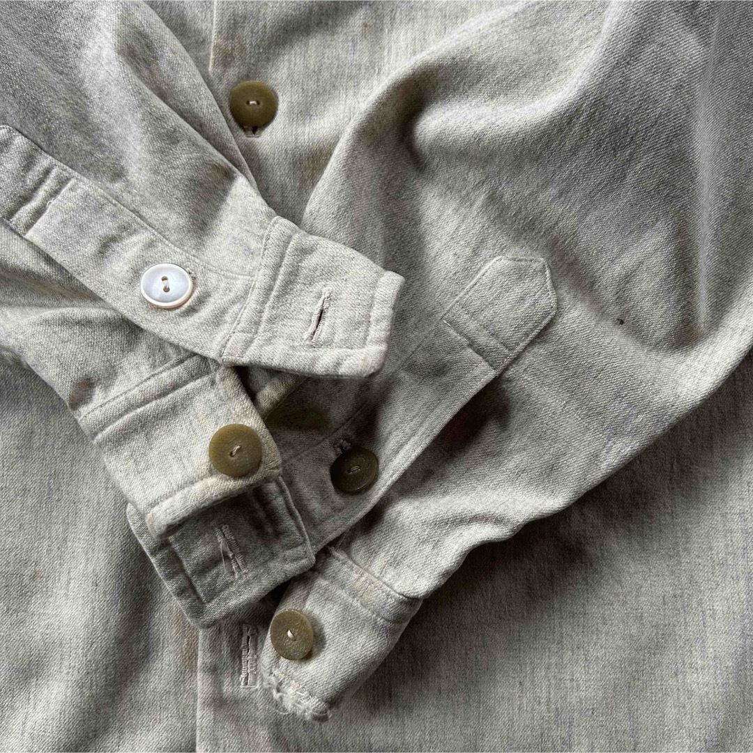 VINTAGE(ヴィンテージ)の40s50sヴィンテージワークシャツ/ネルシャツ グレー L ボックス 片ポケ メンズのトップス(シャツ)の商品写真