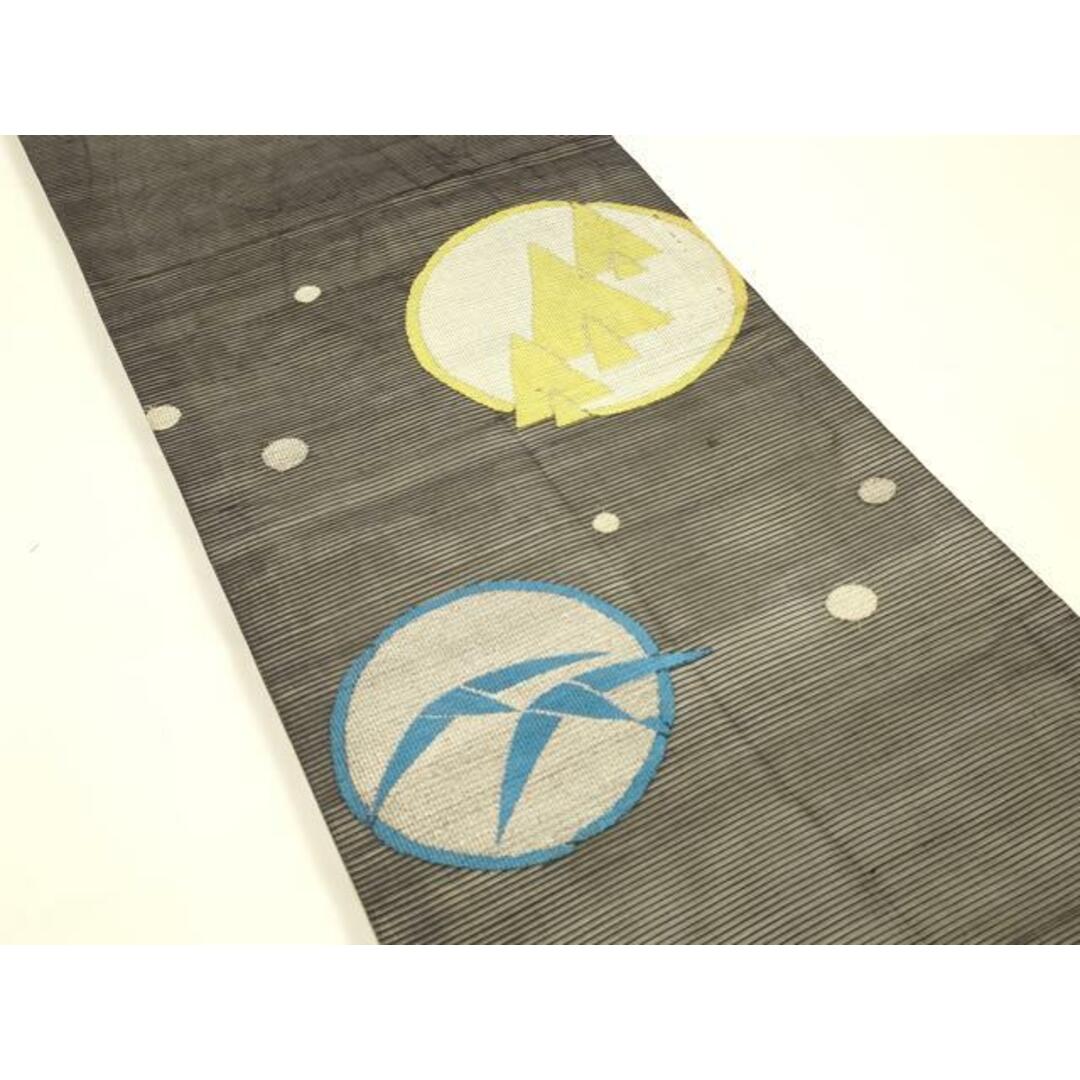 平和屋着物*夏物 アンティーク 大正ロマン 両面 六通柄袋帯 刺繍 魚 抽象丸文 金銀糸 正絹 逸品 DAAY8178cm レディースの水着/浴衣(帯)の商品写真