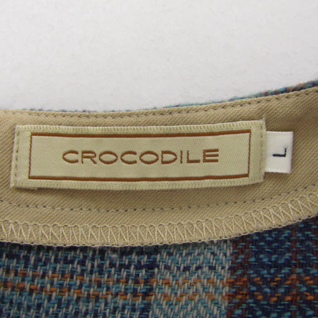 Crocodile(クロコダイル)のクロコダイル チュニック シャツ 長袖 コットン100% ブランド トップス レディース Lサイズ パープル×ブルー CROCODILE レディースのトップス(チュニック)の商品写真