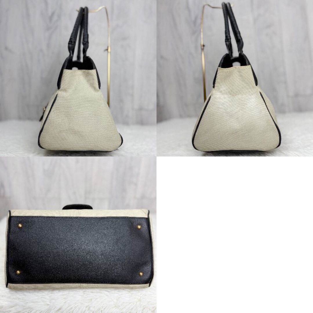 Max Mara(マックスマーラ)の人気♡マックスマーラ ロゴ ターンロック キャンバス レザー ショルダーバッグ レディースのバッグ(ショルダーバッグ)の商品写真