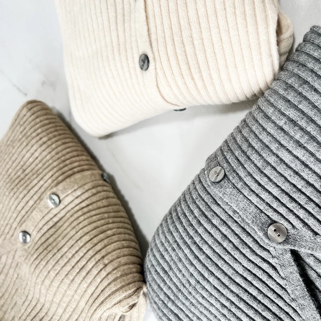 【¥1000OFF】リブニットカーディガン3色セット レディース 秋冬 無地 レディースのレディース その他(セット/コーデ)の商品写真