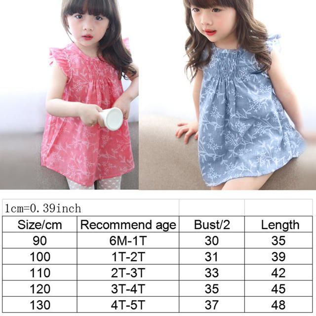 新品 海外輸入 花柄フリルワンピース ブルー 100cm キッズ/ベビー/マタニティのキッズ服女の子用(90cm~)(ワンピース)の商品写真