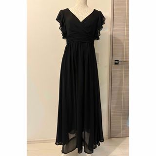 フリルワンピース　パーティードレス　パーティーワンピース　サイズ4 ブラック(ロングワンピース/マキシワンピース)