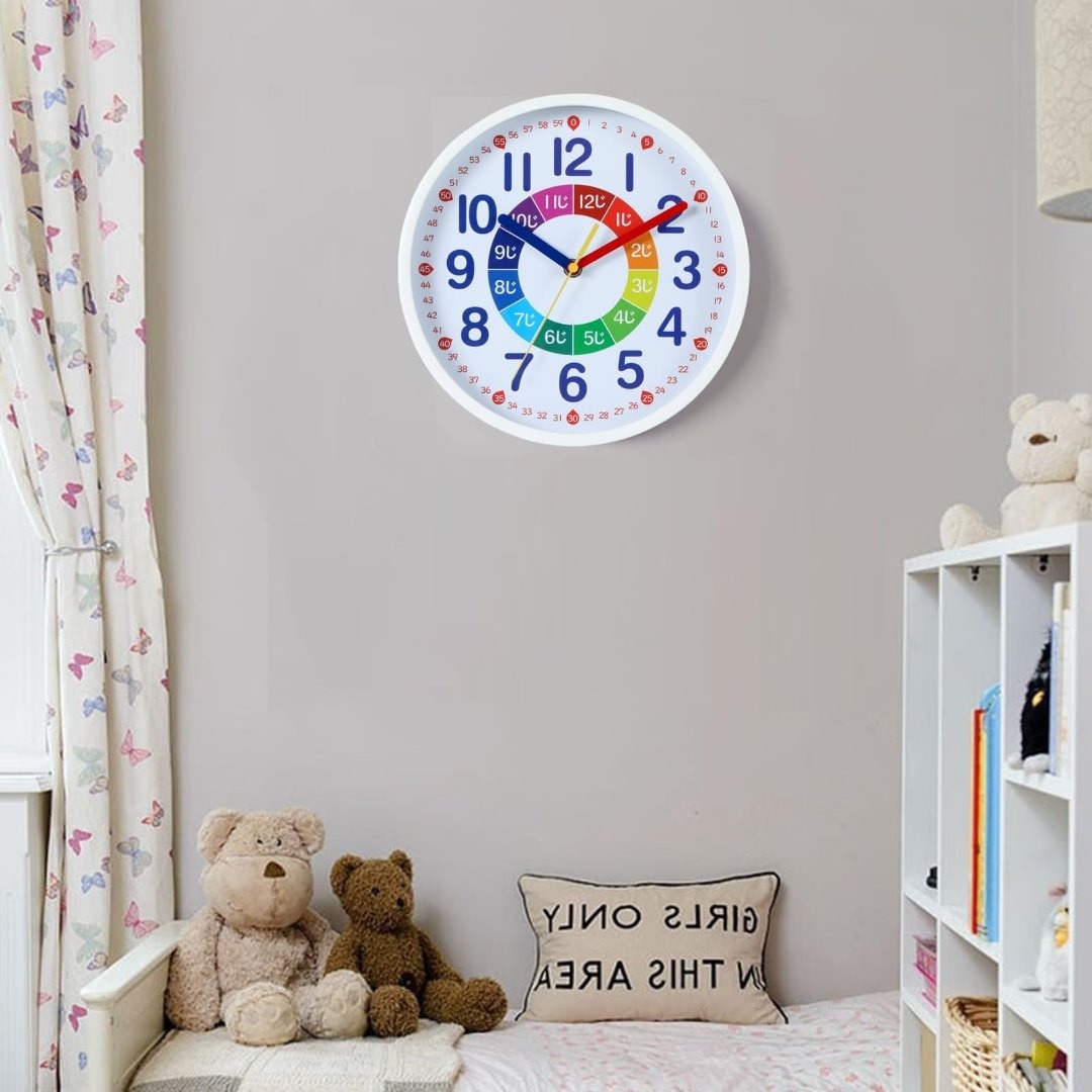 Nbdeal 知育時計 掛け時計 直径25cm 連続秒針 静音 非電波 白枠の白 インテリア/住まい/日用品のインテリア小物(置時計)の商品写真