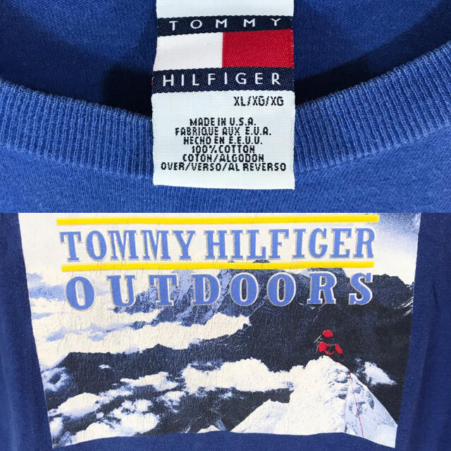 TOMMY HILFIGER(トミーヒルフィガー)の貴重 レア 90s USA製 トミーフィルフィガー Tシャツ xL 青 メンズのトップス(Tシャツ/カットソー(半袖/袖なし))の商品写真