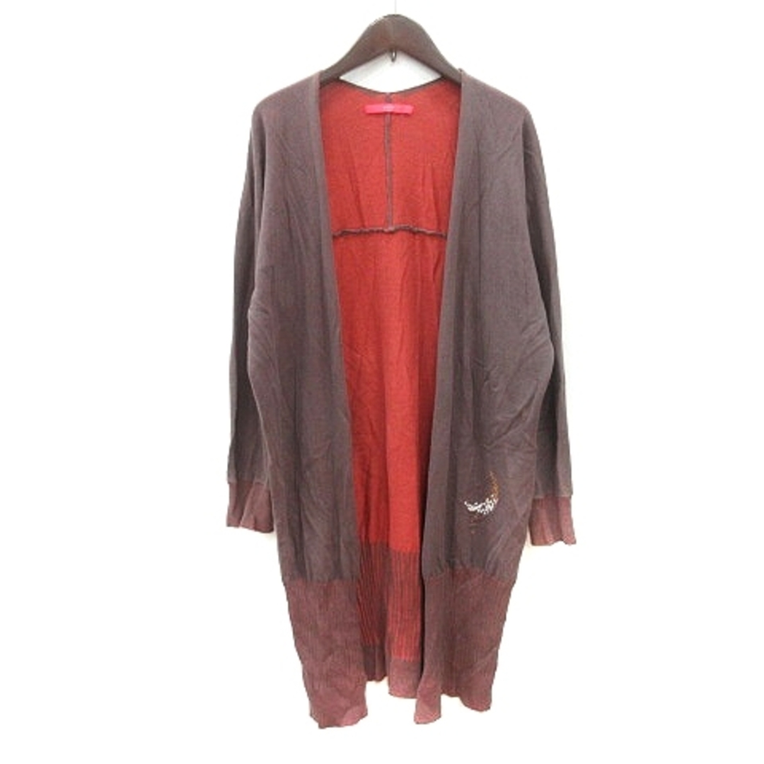 Graniph(グラニフ)のグラニフ graniph カーディガン ニット ロング 刺繍 F 茶 ブラウン レディースのトップス(カーディガン)の商品写真