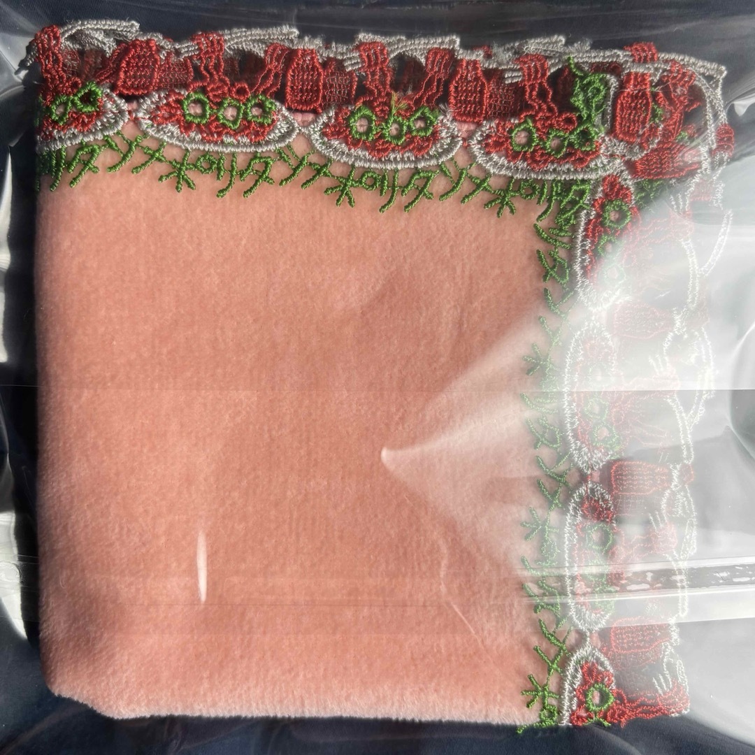 近沢レース ナポリタン スパゲティ パスタ サーモンピンク ハンカチ レディースのファッション小物(ハンカチ)の商品写真