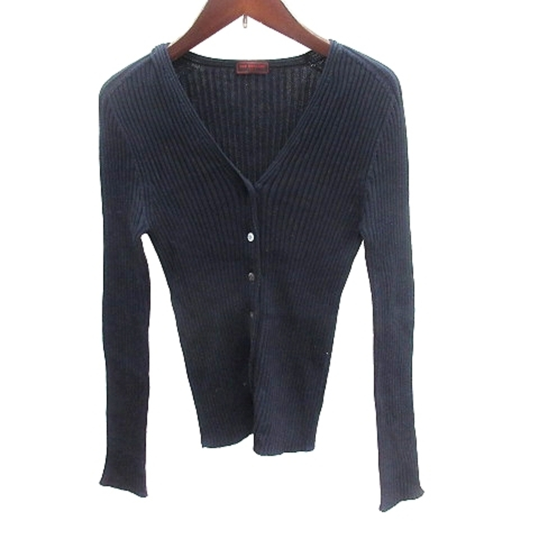 OLD ENGLAND(オールドイングランド)のオールドイングランド ニット カーディガン リブ 長袖 36 S 紺 ネイビー レディースのトップス(カーディガン)の商品写真