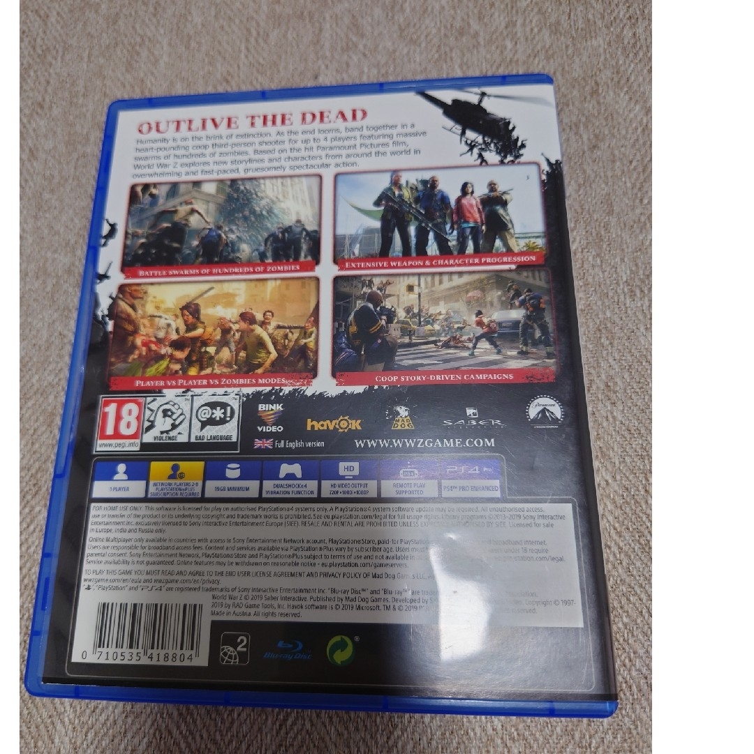 PlayStation4(プレイステーション4)の欧州版 ワールドウォーZ WORD WAR Z PS4 WWZ 海外版 輸入版 エンタメ/ホビーのゲームソフト/ゲーム機本体(その他)の商品写真