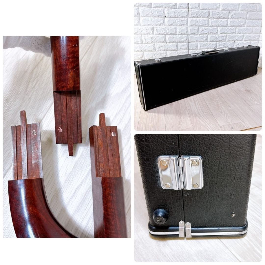 三味線 和楽器 細棹 紅木 綾杉胴 二枚溝 東さわり 天然糸巻き ハードケース 楽器の和楽器(三味線)の商品写真