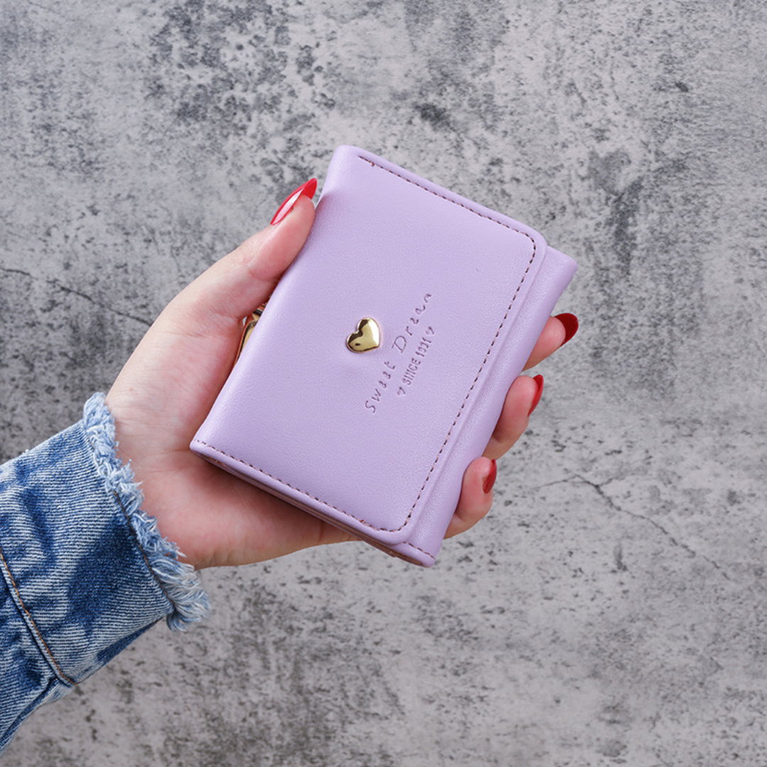 三つ折り ミニ財布 ラベンダー 新品 レディース がま口 レザー コンパクト レディースのファッション小物(財布)の商品写真