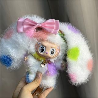 海外限定  ラブブ  17cm  ぬいぐるみキーホルダー  リボン  水玉(キャラクターグッズ)