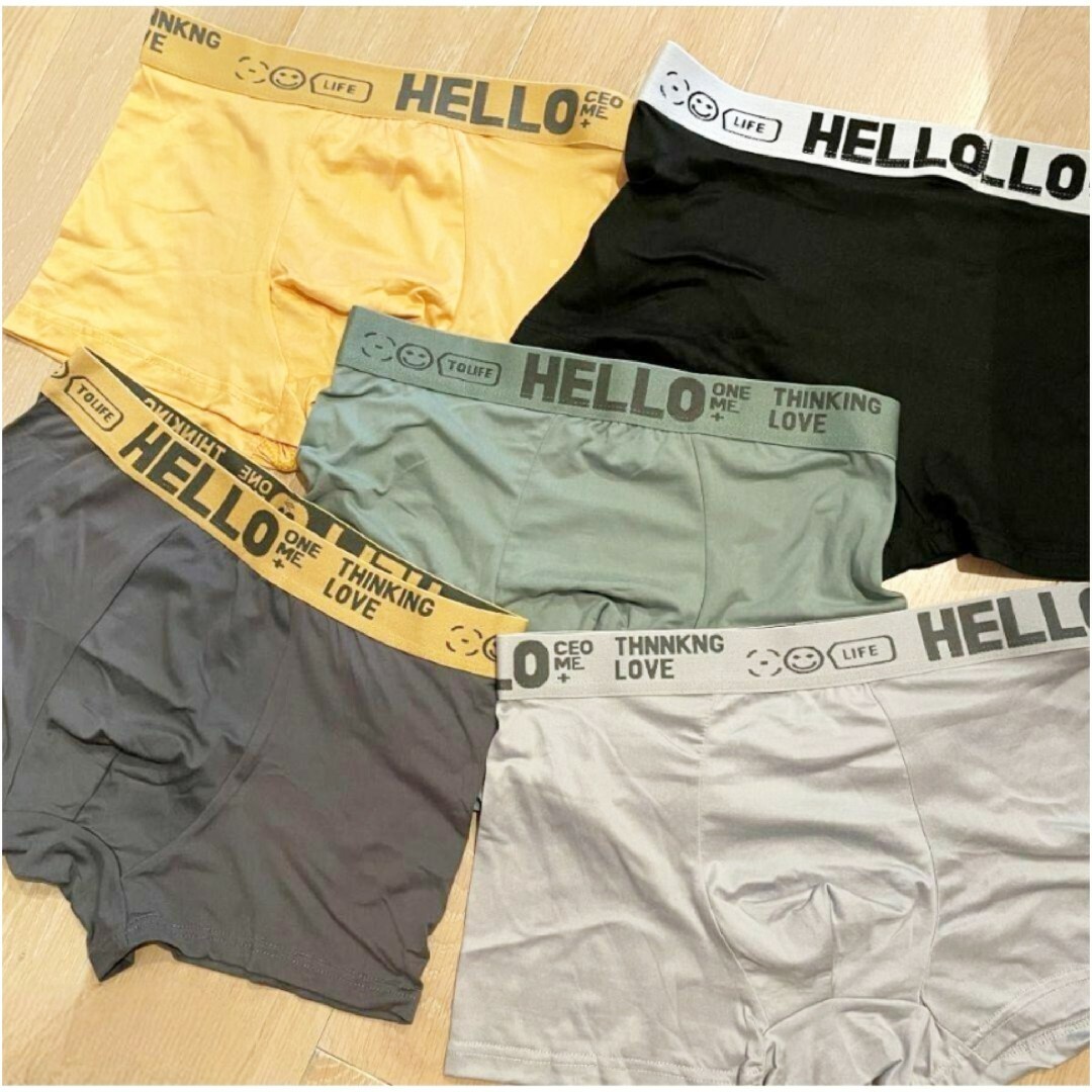 【M】ボクサーパンツ 5枚セット メンズ ロゴ 無地 下着 アンダーウェア メンズのアンダーウェア(ボクサーパンツ)の商品写真