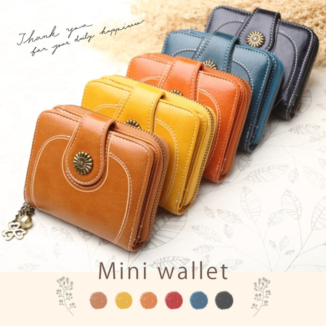 二つ折り財布 ミニ財布 レディース レザー コンパクト 新品 キャメル 小銭入れ レディースのファッション小物(財布)の商品写真