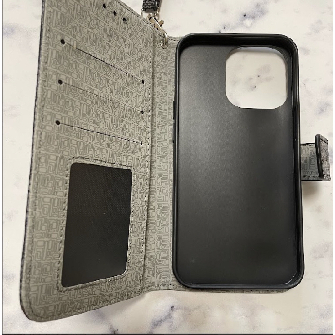 チェック柄 手帳型 iPhoneケース iPhone15ProMax ホワイト スマホ/家電/カメラのスマホアクセサリー(iPhoneケース)の商品写真