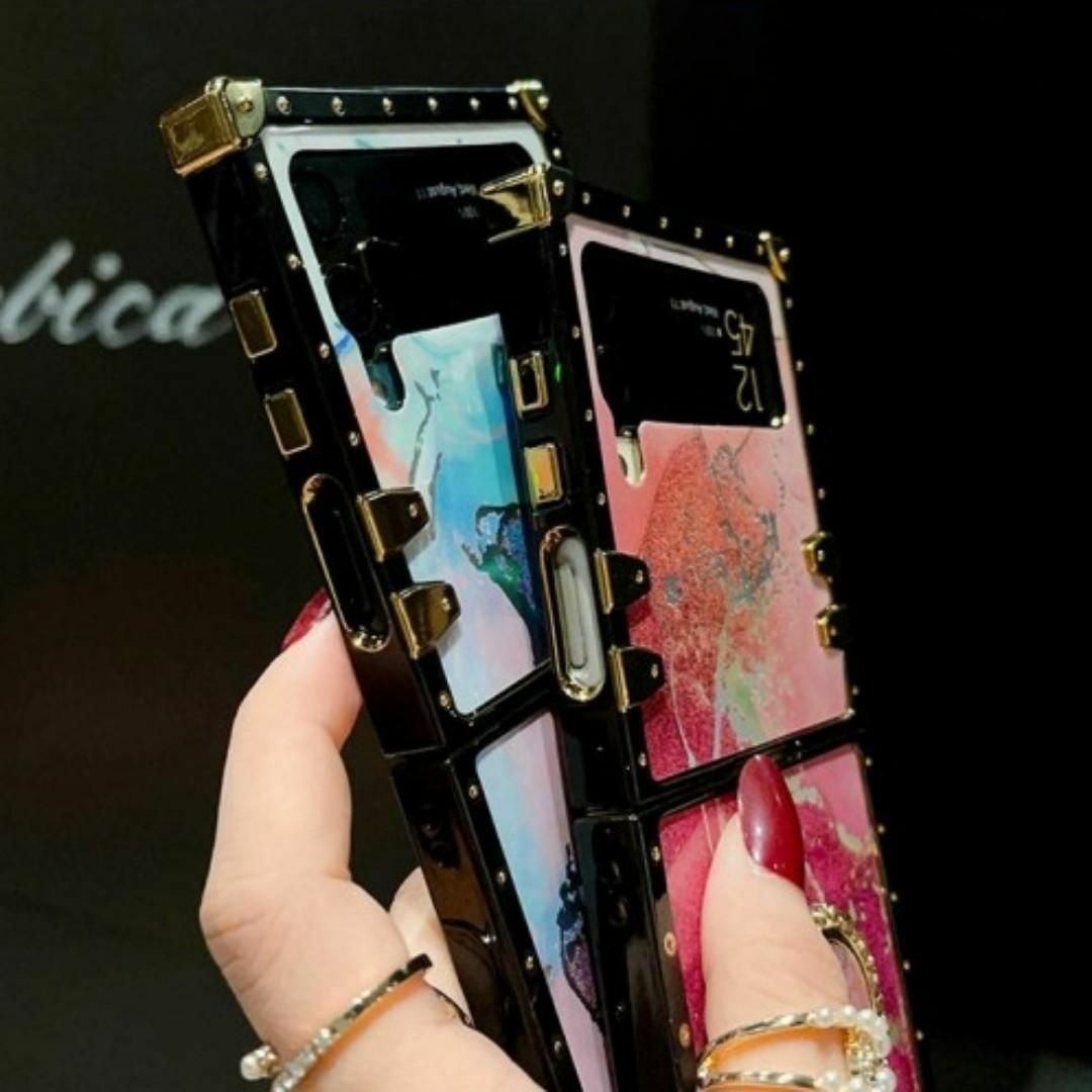 Galaxy Z Flip 4 折り畳みケース リング 大理石柄 耐衝撃 角保護 スマホ/家電/カメラのスマホアクセサリー(Androidケース)の商品写真