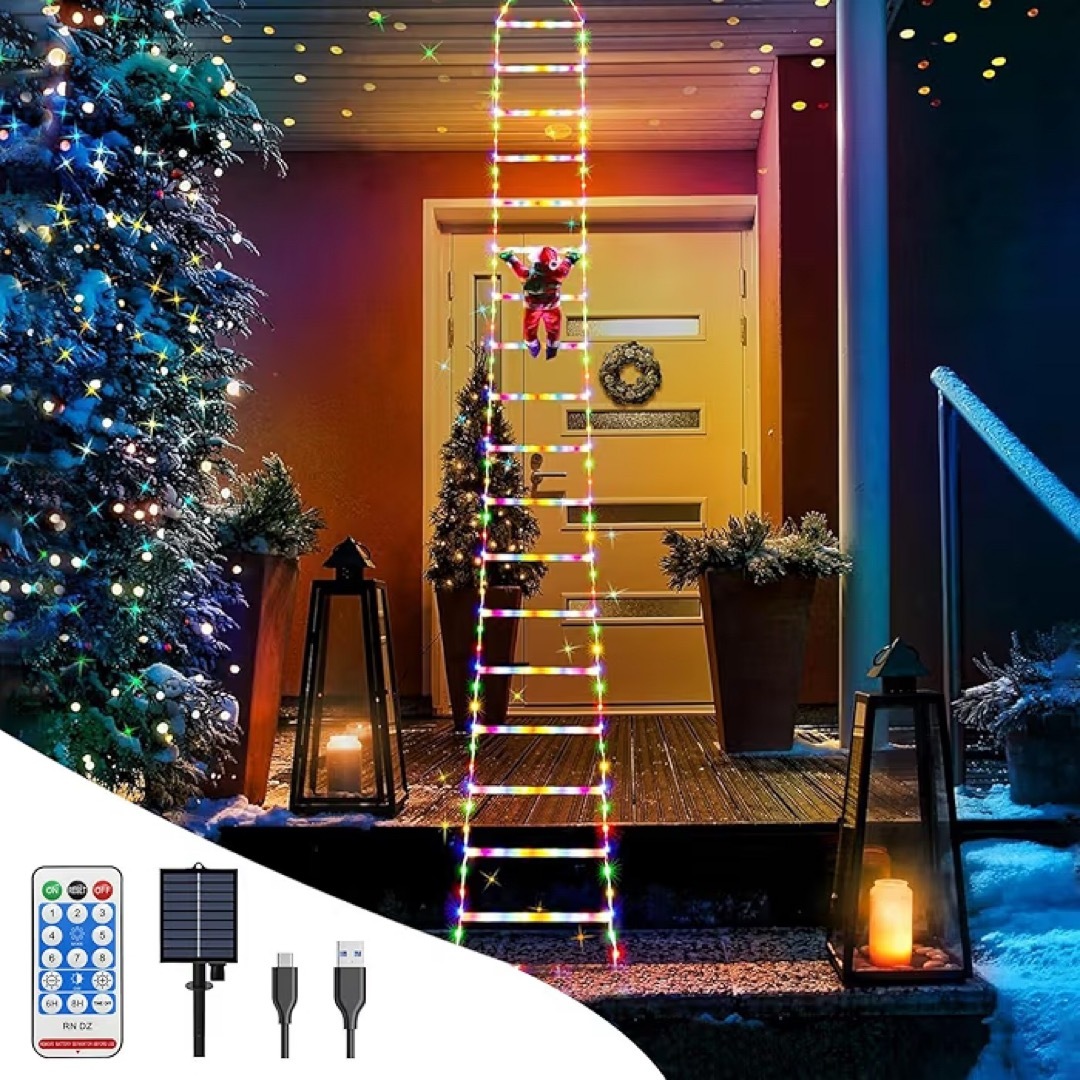 クリスマス イルミネーション LEDライト ソーラー 充電 サンタ タイマー機能 インテリア/住まい/日用品のライト/照明/LED(その他)の商品写真