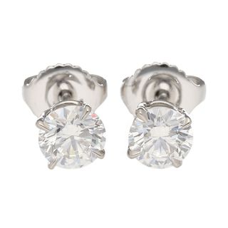 HARRY WINSTON - HARRY WINSTON ハリーウィンストン ソリティア ダイヤモンド(0.59ct D-VVS1-Ex/0.50ct D-VS2-Ex) ラウンドカット・イヤスタッズ Pt950 プラチナ HW【送料無料】ピアス【中古】TMR2509020009