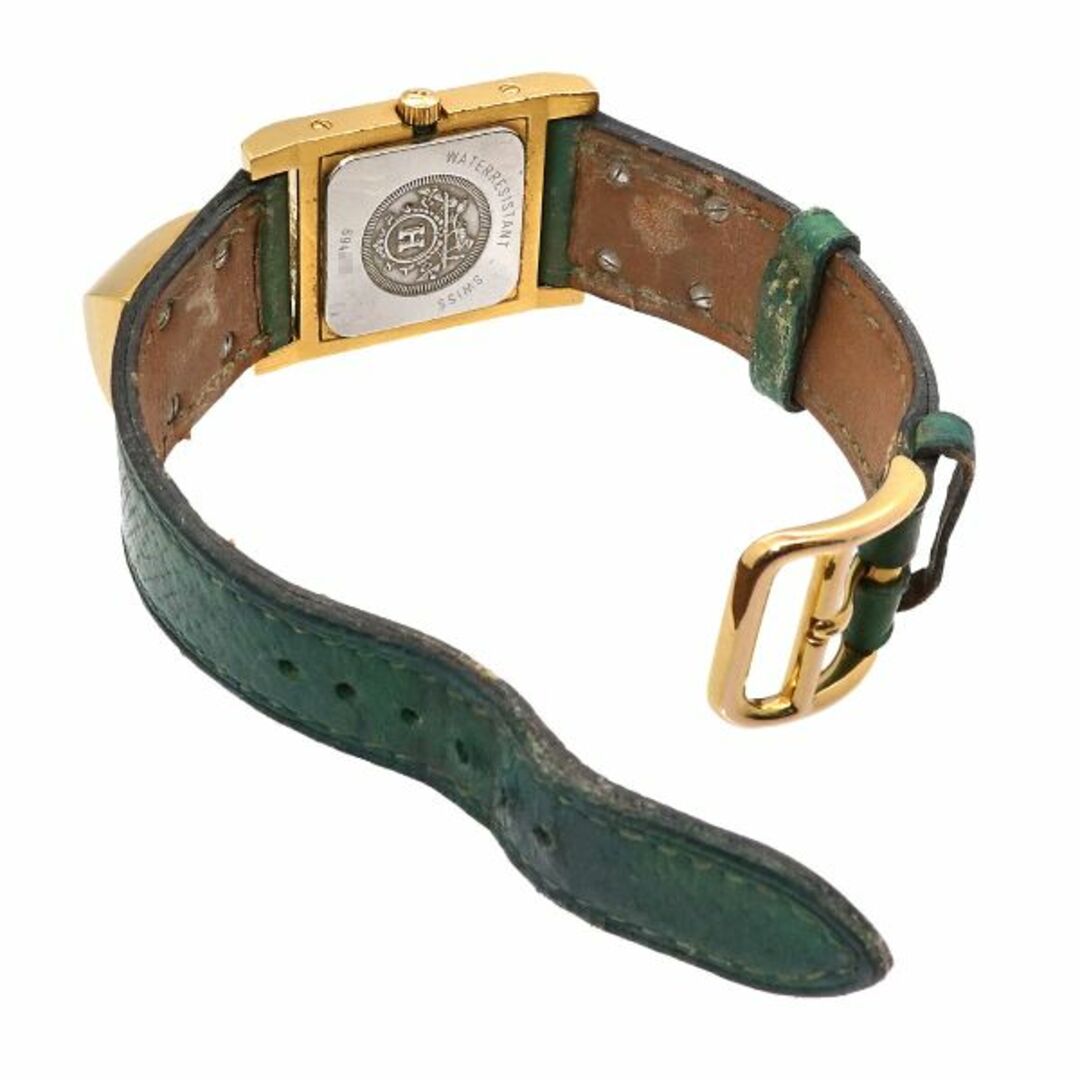 HERMES(エルメス)のエルメス メドール ヴィンテージ レディース 腕時計 ピラミッド ゴールド スタッズ ホワイト グリーン レザー クォーツ ウォッチ 90299885 レディースのファッション小物(腕時計)の商品写真