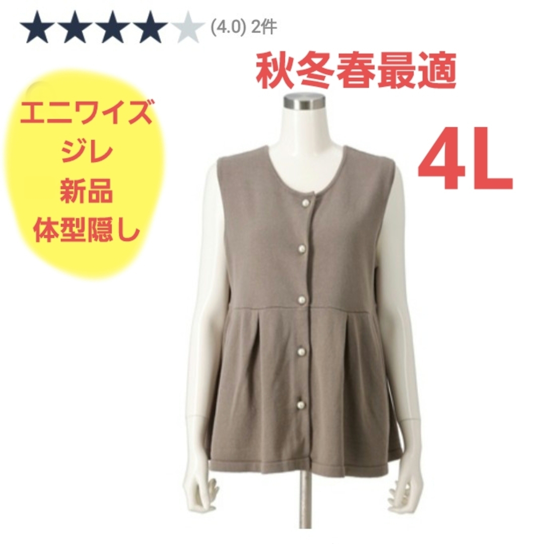 anywise(エニワイズ)の4L QVC エニワイズ トープカラー フリルとボタンが可愛いジレベスト 新品  レディースのトップス(ベスト/ジレ)の商品写真