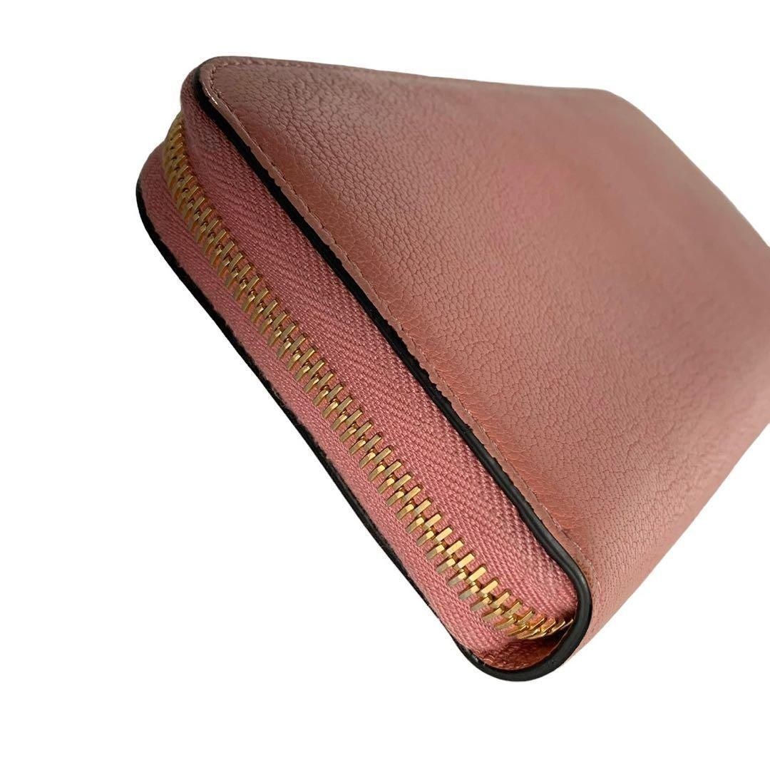 MIU MIU(ミュウミュウ)のmiumiu ミュウミュウ 長財布 財布 ラウンドファスナー レザー ロゴピンク レディースのファッション小物(財布)の商品写真