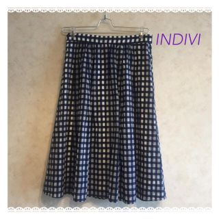 インディヴィ(INDIVI)のお値下げ【美品】インディヴィ チェックスカート 38(ひざ丈スカート)