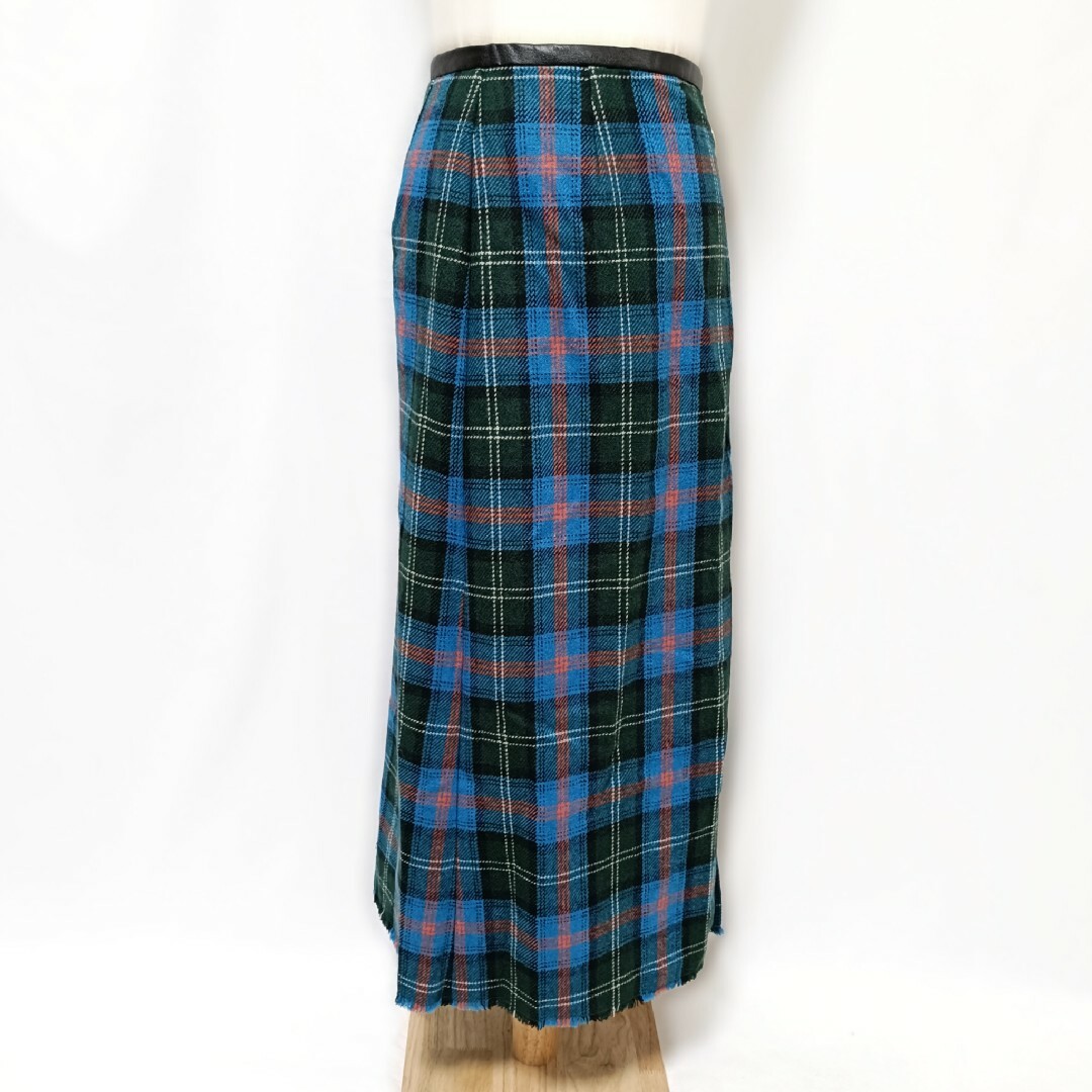 SLOBE IENA(スローブイエナ)の【美品】スローブシトロン ウール混ロングスカート チェック柄 スリット 36 レディースのスカート(ロングスカート)の商品写真