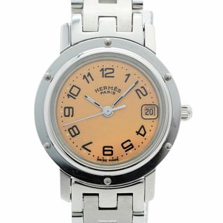 HERMES - 【5wwm0307】エルメス クリッパー CL4.210 オレンジ文字盤【中古】腕時計 レディース
