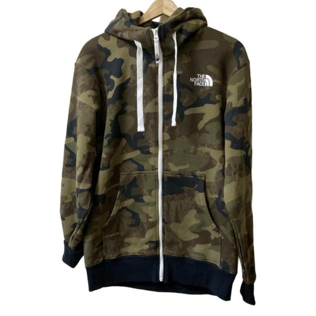 THE NORTH FACE(ザノースフェイス)のTHE NORTH FACE(ノースフェイス) パーカー サイズM メンズ - カーキ×黒×マルチ 長袖/迷彩柄/刺繍/ジップアップ メンズのトップス(パーカー)の商品写真