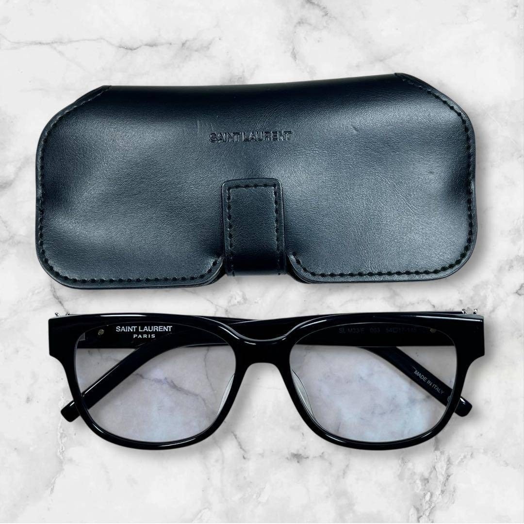 Yves Saint Laurent(イヴサンローラン)の美品 度なし SAINT LAURENT ブラック スクエアメガネ ケース付き レディースのファッション小物(サングラス/メガネ)の商品写真