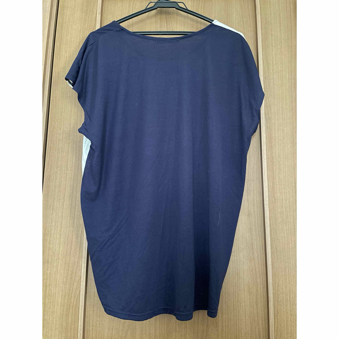 OLIVEdesOLIVE(オリーブデオリーブ)のOLIVE des OLIVE 半袖Tシャツ グレー/ネイビー ゆったり レディースのトップス(Tシャツ(半袖/袖なし))の商品写真