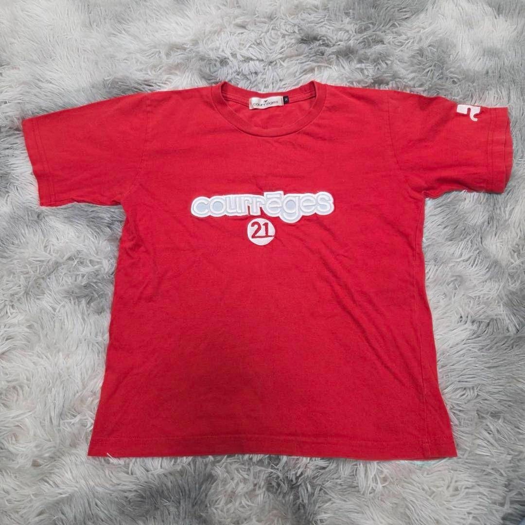 Courreges(クレージュ)のcourrèges クレージュ 21 ロゴ Tシャツ レッド Mサイズ レディースのトップス(Tシャツ(半袖/袖なし))の商品写真