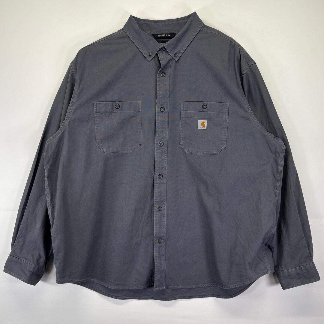 carhartt(カーハート)の古着 カーハート Carhartt 長袖シャツ 大きいサイズ ワーク ワンポイント ダッグ地 XXXL  グレー系 メンズ メンズのトップス(シャツ)の商品写真