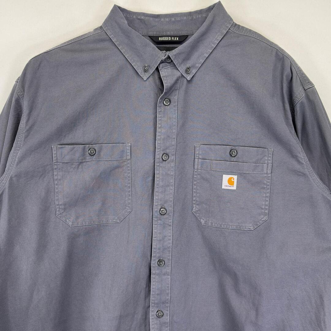 carhartt(カーハート)の古着 カーハート Carhartt 長袖シャツ 大きいサイズ ワーク ワンポイント ダッグ地 XXXL  グレー系 メンズ メンズのトップス(シャツ)の商品写真
