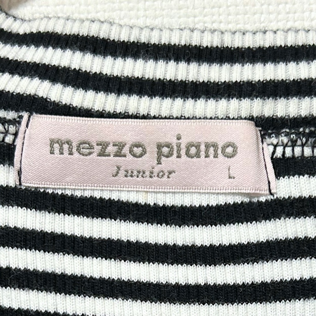 mezzo piano junior(メゾピアノジュニア)のメゾピアノ 160 猫モチーフワンピース ボーダー 黒 ブラック ハロウィンにも キッズ/ベビー/マタニティのキッズ服女の子用(90cm~)(ワンピース)の商品写真