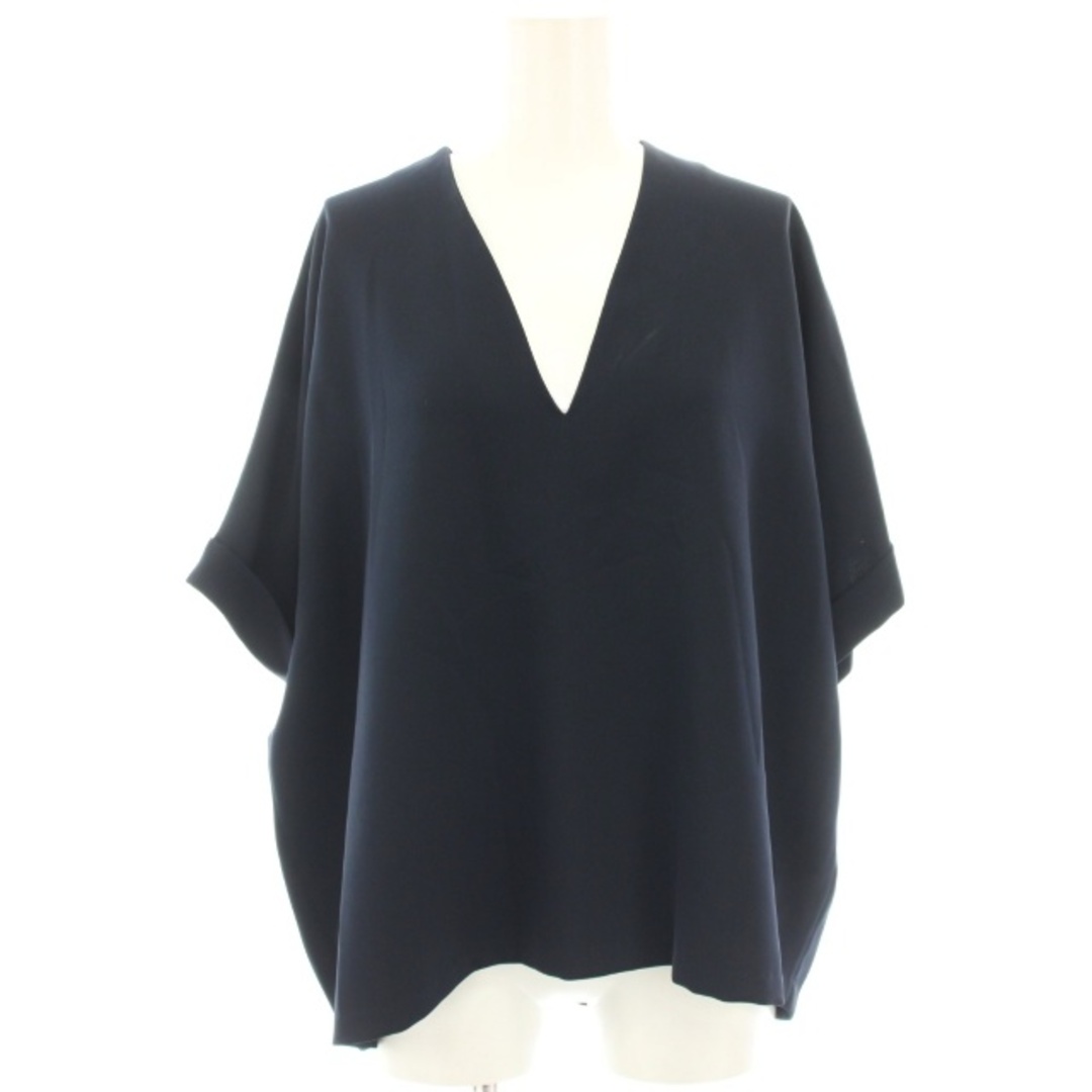 other(アザー)のイーバイエクラ Vネックブラウス シャツ プルオーバー 半袖 38 紺 レディースのトップス(シャツ/ブラウス(半袖/袖なし))の商品写真