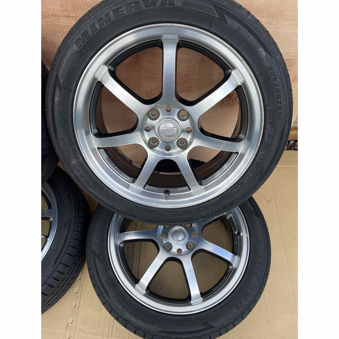 RAYS16インチ ホイールセット MINERVAタイヤ付きレイズ 自動車/バイクの自動車(タイヤ・ホイールセット)の商品写真