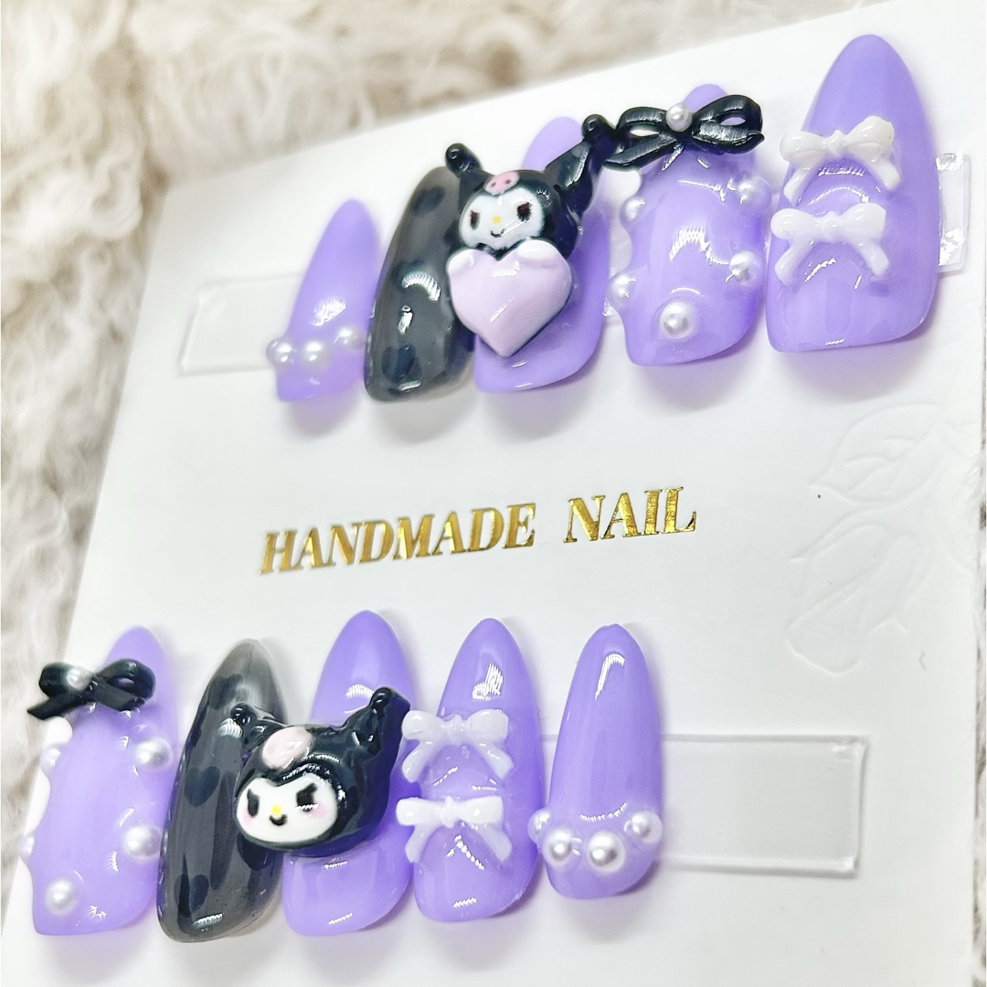 【現品】アーモンド ワンホン パープル 原宿系 ゆめかわ クロミネイル コスメ/美容のネイル(つけ爪/ネイルチップ)の商品写真