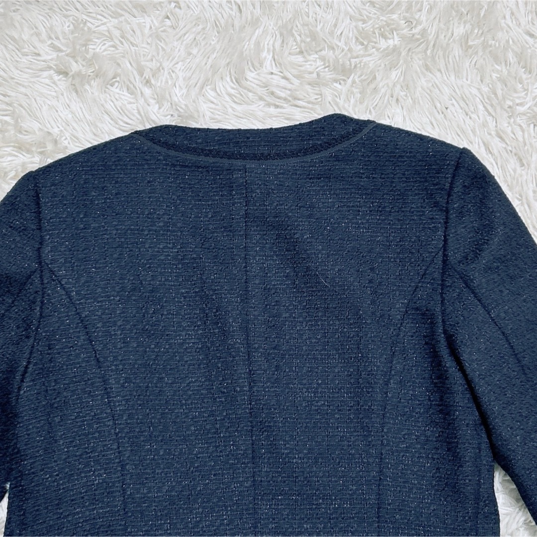 【2176】✨美品✨OPAQUE.CLIP ツイード フォーマルスーツ ネイビー レディースのフォーマル/ドレス(スーツ)の商品写真