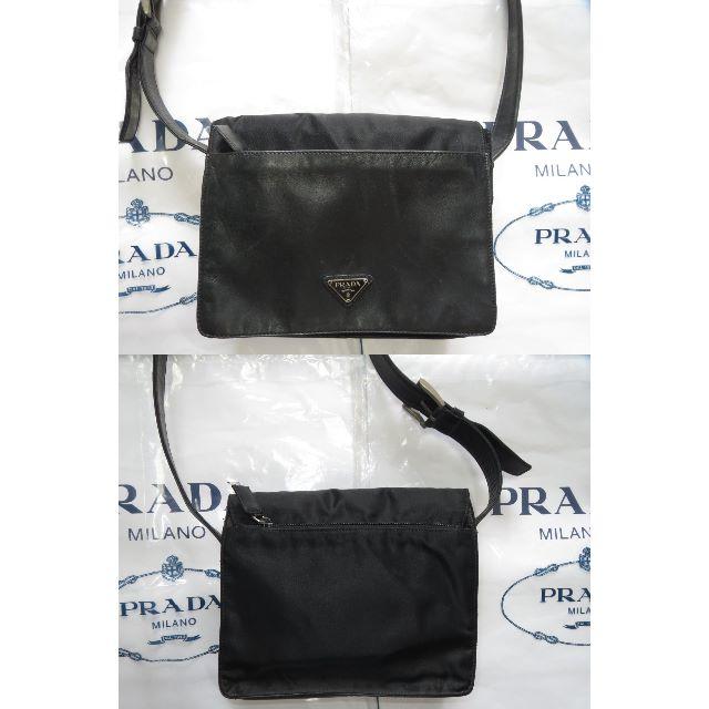 PRADA(プラダ)の●12万プラダ黒ラムスキン羊革斜め掛けショルダー肩掛けボディバッグ外ポケ2良↑ メンズのバッグ(ボディーバッグ)の商品写真