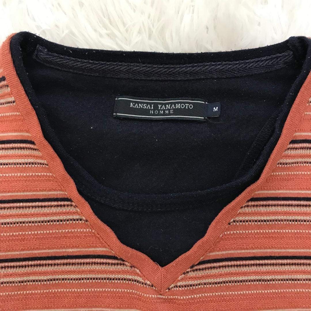 a.v.v(アーヴェヴェ)の【美品】山本 寛斎 長袖カットソー M オレンジ系 ボーダー 秋冬 ✓2445 メンズのトップス(Tシャツ/カットソー(七分/長袖))の商品写真