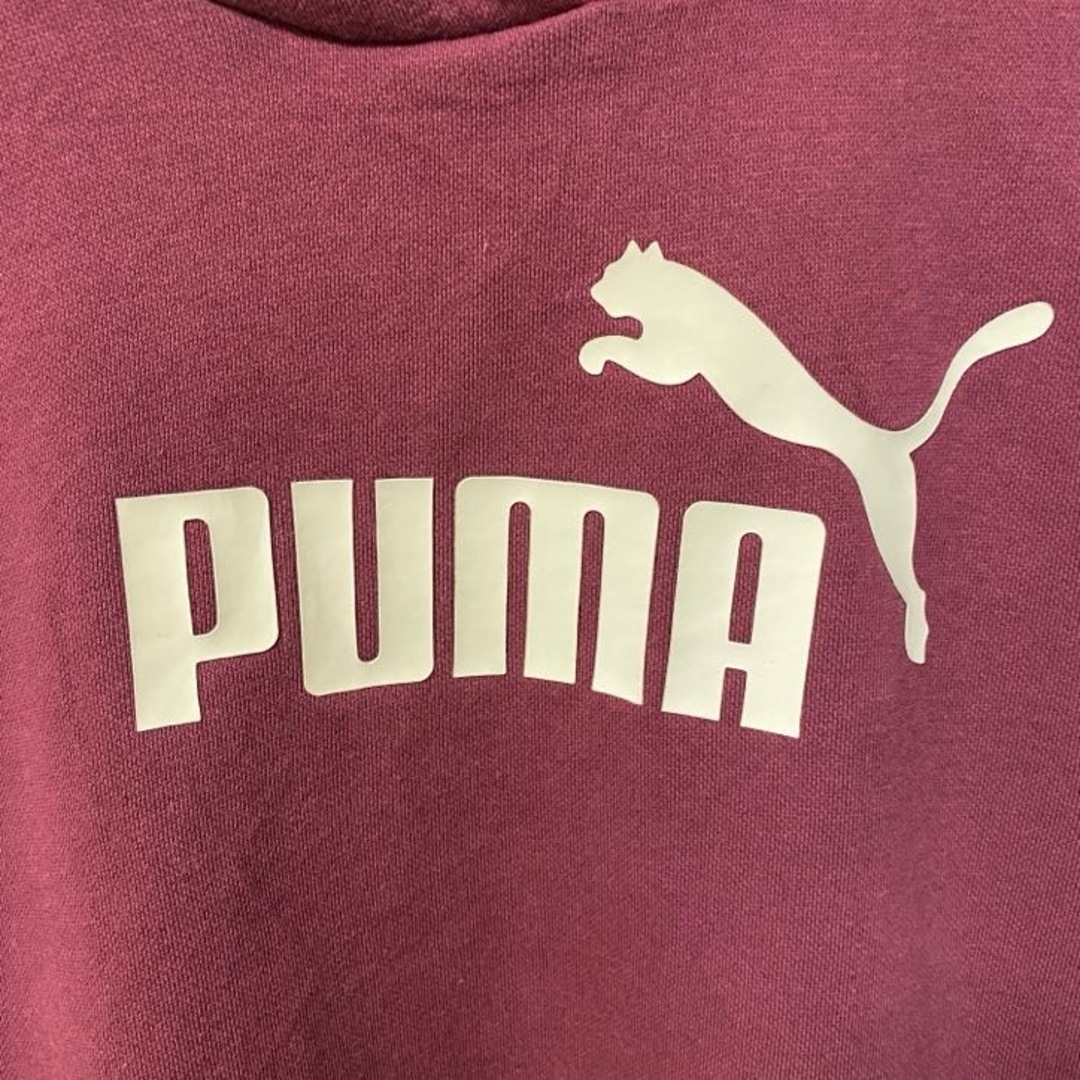 PUMA(プーマ)の古着 used　puma プーマ　長袖ビックロゴプリントパーカー　フード付きスウェット　バーガンディー　Mサイズ メンズのトップス(パーカー)の商品写真