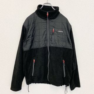 リーボック(Reebok)の古着 used　Reebok　リーボック　長袖異素材切り替えフリースジャケット　ハイネックアウター　ロゴプリント　黒　ブラック(その他)