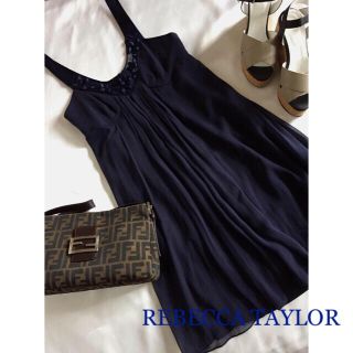 レベッカテイラー(Rebecca Taylor)の◆超美品♪シルク100%◆REBECCA TAYLOR◆ネイビードレスワンピ (ひざ丈ワンピース)