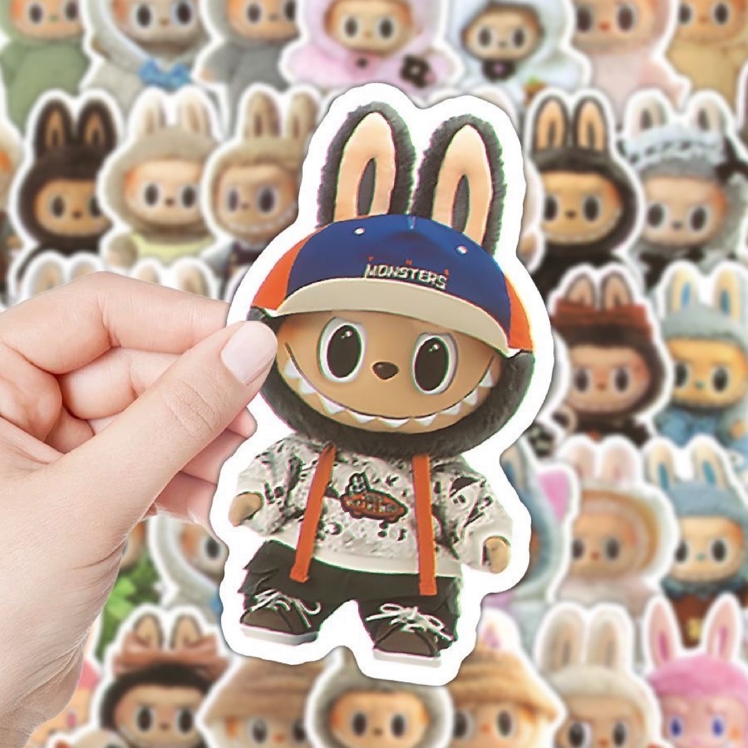 NO.4 POPMART Labubuラビットキャラクターステッカー50枚セット ハンドメイドの文具/ステーショナリー(しおり/ステッカー)の商品写真