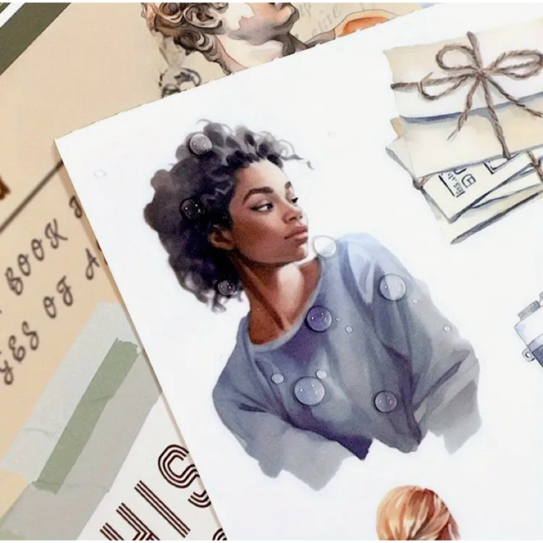 ヴィンテージレディ ステッカーブック 1冊 20シート インテリア/住まい/日用品の文房具(シール)の商品写真